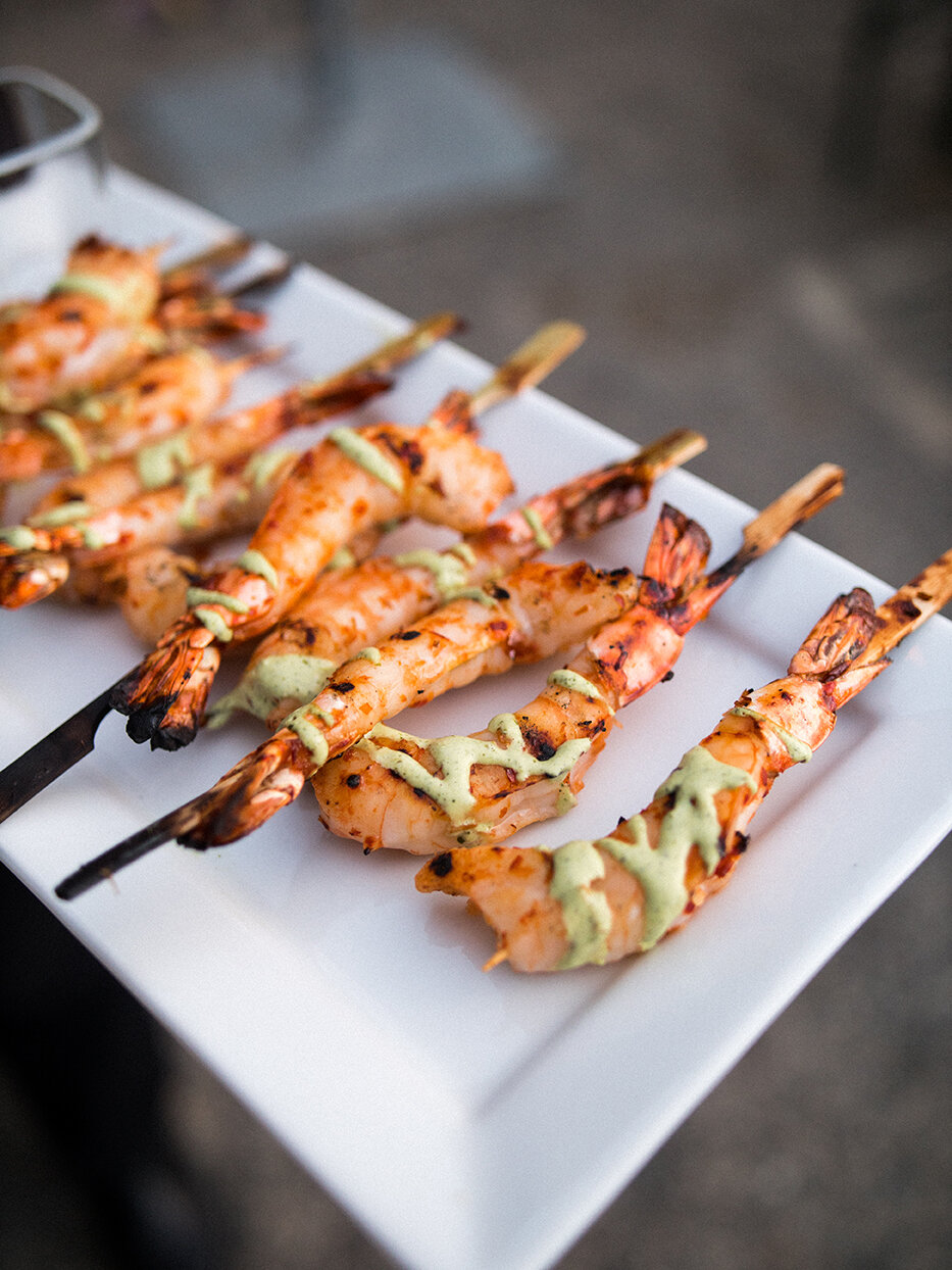 Catered shrimp appetizer from The Rock's kitchen