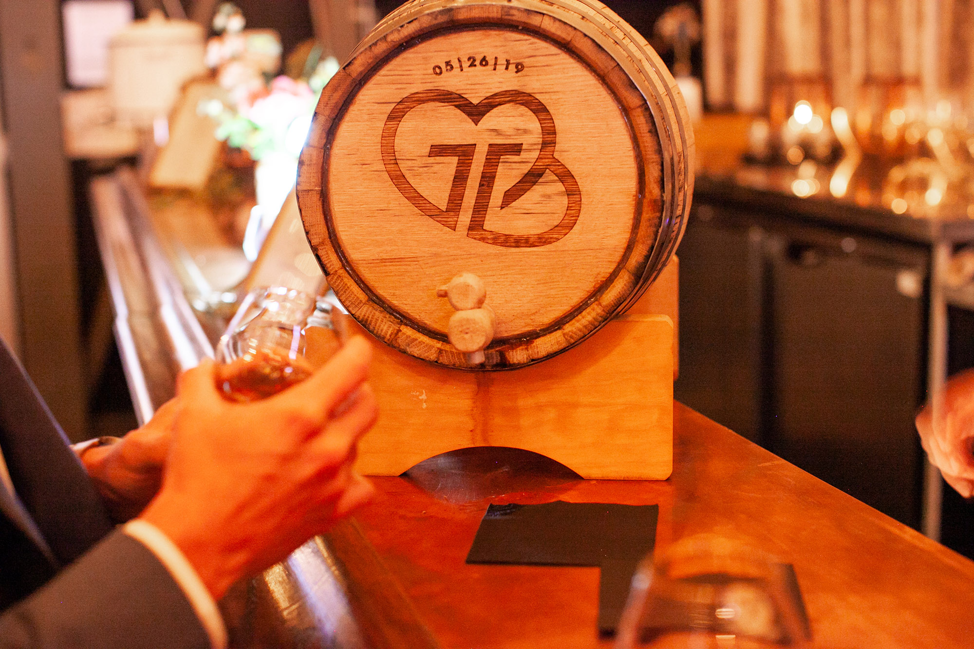 Custom monogrammed wedding barrel