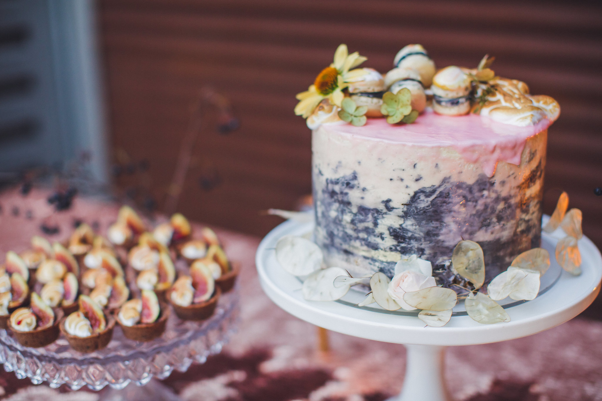 Wedding cake and dessert spread